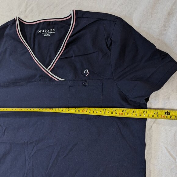 OPTIONS INTERNATIONAL NURSE SCRUB TOP SHIRT SHORT SLEEVE PINK AND BLUE SIZE XL - Picture 10 of 16